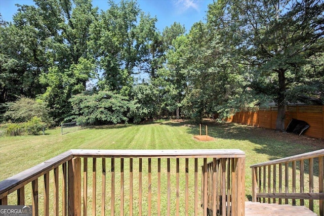 4801 Wilson Rd, Macon, GA 31206 - fenced backyard with a deck