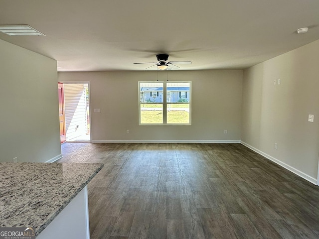 294 Stancil Dr, Toccoa, GA 30577 - spare room featuring dark wood finished floors, ceiling fan, and a smoke detector