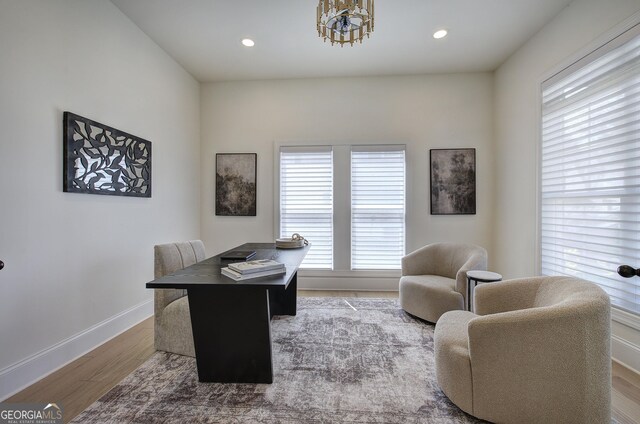 841 Keystone Dr, Woodstock, GA 30188 - office space featuring wood finished floors, plenty of natural light, and recessed lighting