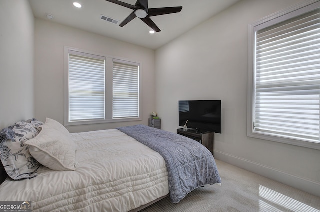 841 Keystone Dr, Woodstock, GA 30188 - carpeted bedroom with recessed lighting and a ceiling fan