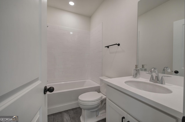 841 Keystone Dr, Woodstock, GA 30188 - bathroom featuring vanity, shower / tub combination, and recessed lighting