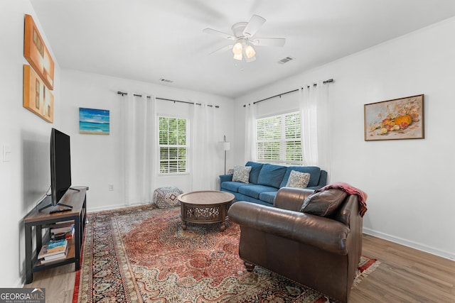 265 Hidden Hammock Dr, Vidalia, GA 30474 - living area with wood finished floors and a ceiling fan