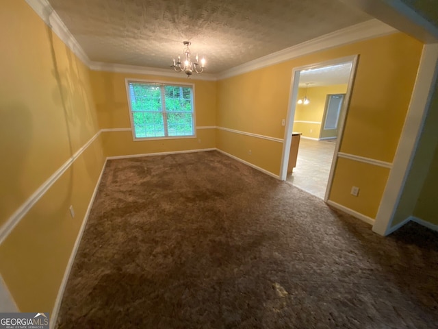 1472 Queenie Smith Rd NE, Conyers, GA 30012 - unfurnished dining area featuring a chandelier, carpet flooring, and ornamental molding