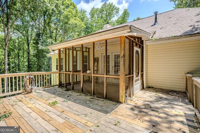217 Bridgewater Trl, Canton, GA 30115 - wooden terrace featuring french doors and a sunroom