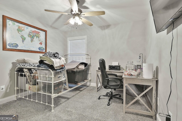 120 Mylee Cv, Barnesville, GA 30204 - carpeted home office featuring baseboards and ceiling fan