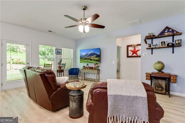 286 Kimberleys Xing, Jasper, GA 30143 - living room featuring light wood-type flooring and ceiling fan