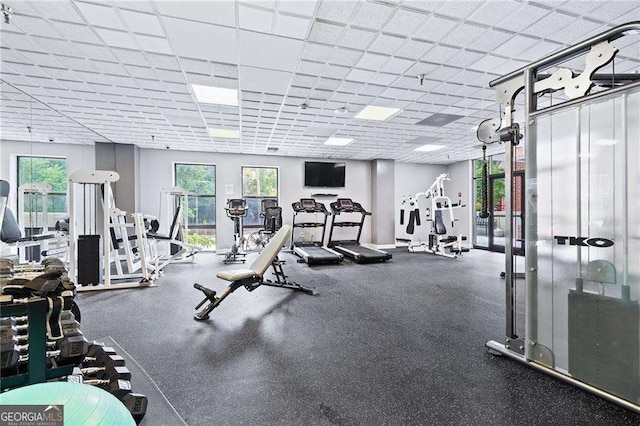 383 Ralph Mcgill Blvd NE Unit J, Atlanta, GA 30312 - exercise room featuring a paneled ceiling