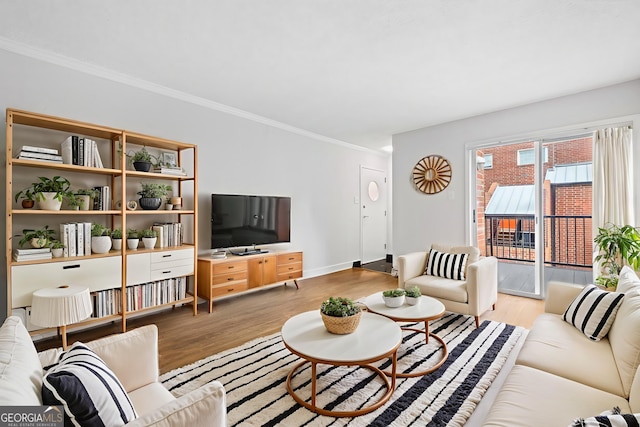 383 Ralph Mcgill Blvd NE Unit J, Atlanta, GA 30312 - living area featuring light wood-style flooring and crown molding