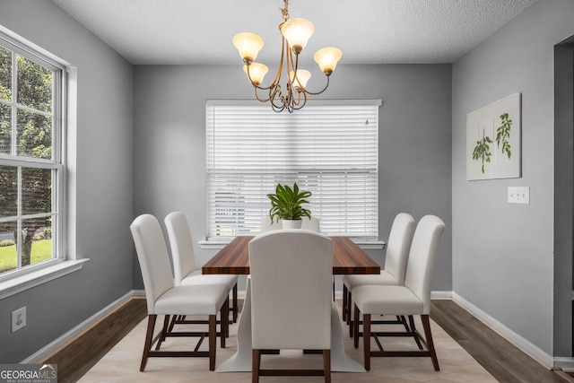 7 Springwater Dr, Port Wentworth, GA 31407 - dining room with plenty of natural light, a chandelier, light wood finished floors, and a textured ceiling