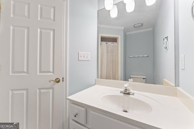 914 Champions Way, Mcdonough, GA 30252 - bathroom featuring ornamental molding and vanity