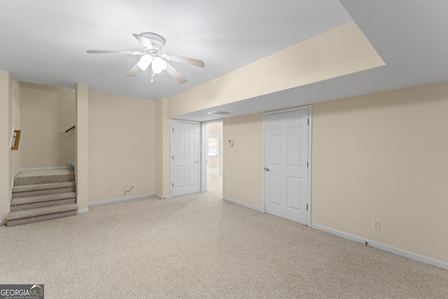 914 Champions Way, Mcdonough, GA 30252 - finished below grade area featuring stairs, carpet flooring, and ceiling fan