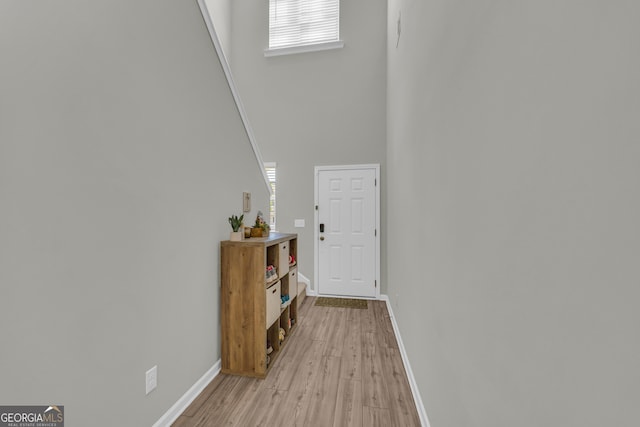 264 Golden Eagle Pkwy, Braselton, GA 30517 - entryway with a towering ceiling, light wood finished floors, and plenty of natural light