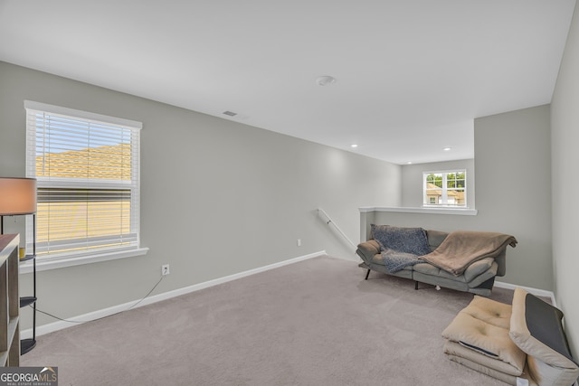 264 Golden Eagle Pkwy, Braselton, GA 30517 - sitting room featuring an upstairs landing, carpet, and recessed lighting
