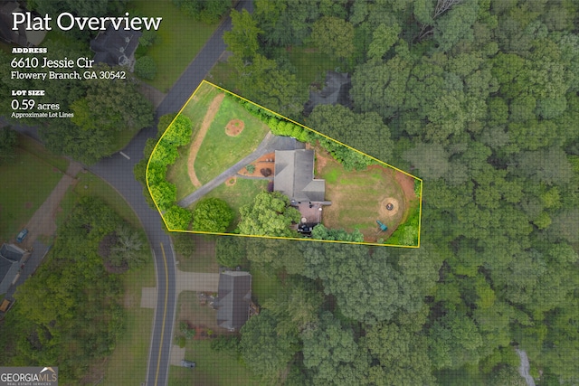 264 Golden Eagle Pkwy, Braselton, GA 30517 - aerial view of property and surrounding area featuring property boundaries highlighted