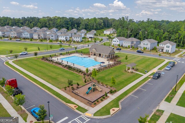 264 Golden Eagle Pkwy, Braselton, GA 30517 - aerial perspective of suburban area with a pool