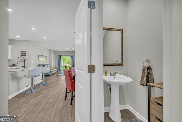 264 Golden Eagle Pkwy, Braselton, GA 30517 - bathroom with wood finished floors and recessed lighting