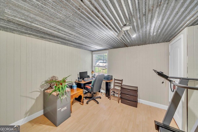 536 Sam Brown Blvd, Commerce, GA 30529 - office space featuring wood finished floors, wood walls, and wooden ceiling