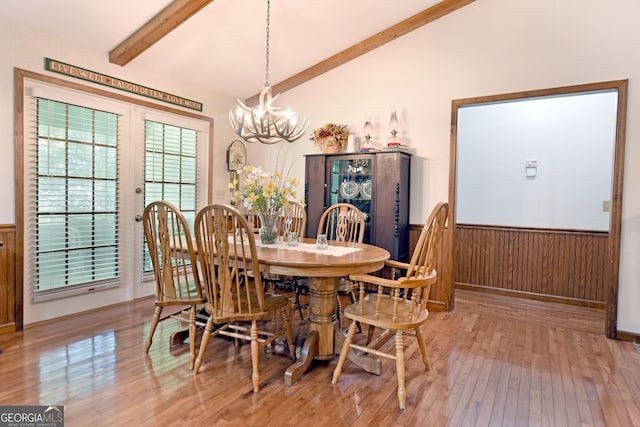 77 Chestatee Dr, Blairsville, GA 30512 - dining room with a chandelier, a wainscoted wall, wood-type flooring, and wood walls
