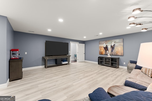 712 Meadow Run Ct, Clarkesville, GA 30523 - living room featuring light wood-style floors and recessed lighting