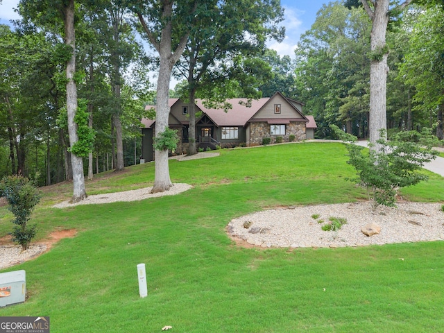 712 Meadow Run Ct, Clarkesville, GA 30523 - view of front of home with stone siding and a front yard