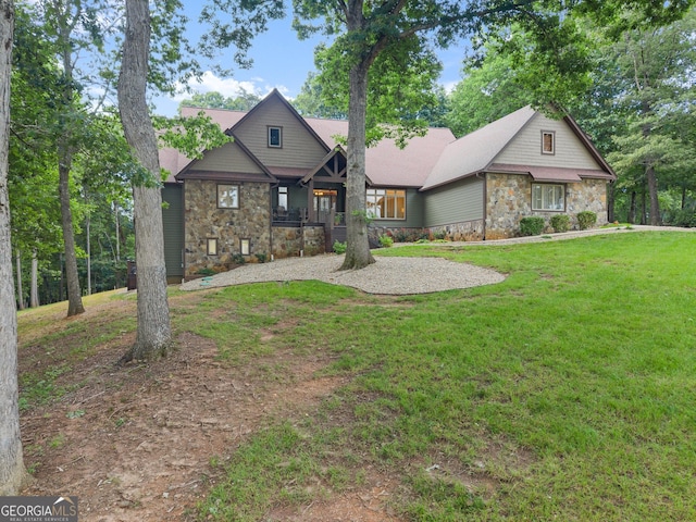712 Meadow Run Ct, Clarkesville, GA 30523 - craftsman-style house with stone siding and a front yard