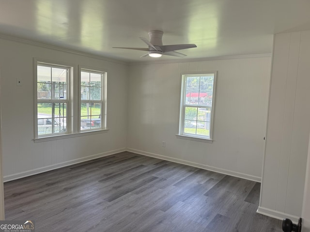 1220 Harmony St, Gainesville, GA 30501 - unfurnished room with a ceiling fan, dark wood-style floors, and ornamental molding
