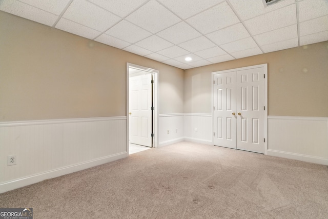 2832 Windrush Dr, Buford, GA 30518 - carpeted spare room featuring a wainscoted wall, a drop ceiling, and recessed lighting