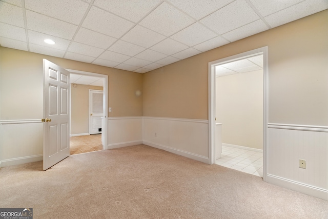 2832 Windrush Dr, Buford, GA 30518 - unfurnished bedroom featuring carpet floors, a drop ceiling, recessed lighting, tile patterned floors, and ensuite bathroom