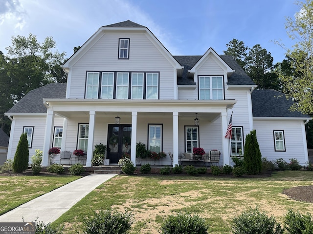 180 Grafton Hl, Senoia, GA 30276 - view of front of house with a porch, a front yard, and roof with shingles