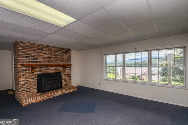 2722 Hidden Valley Rd, Hiawassee, GA 30546 - unfurnished living room featuring a paneled ceiling and carpet floors