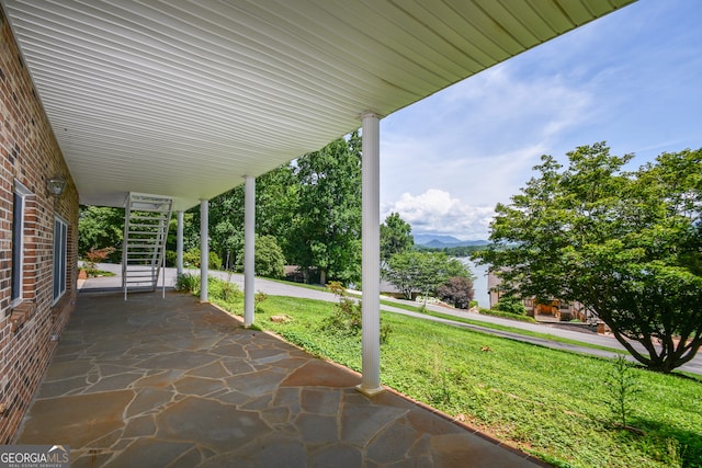 2722 Hidden Valley Rd, Hiawassee, GA 30546 - view of patio with a mountain view