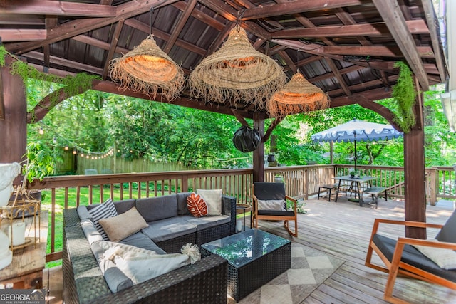 706 Powder Springs St SE, Smyrna, GA 30080 - wooden deck with a gazebo, outdoor lounge area, and outdoor dining area