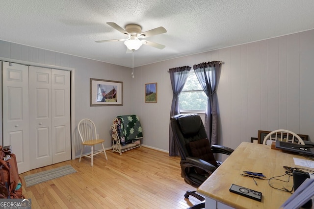 16 Lois Ln, Hayesville, NC 28904 - office space with light wood-style floors, a ceiling fan, and a textured ceiling