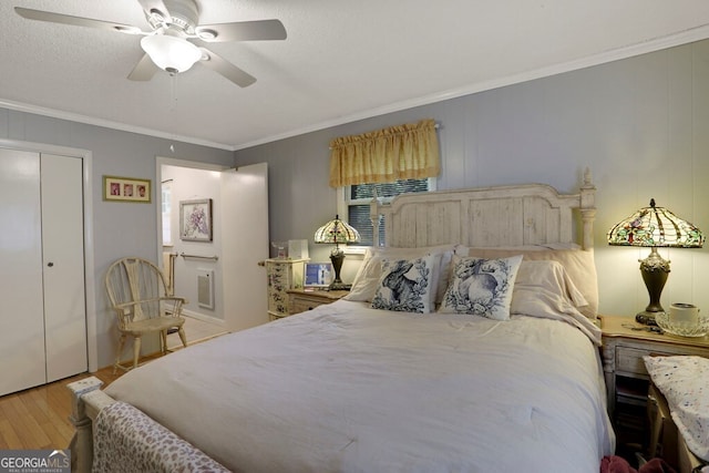 16 Lois Ln, Hayesville, NC 28904 - bedroom featuring light wood-style floors, crown molding, and ceiling fan