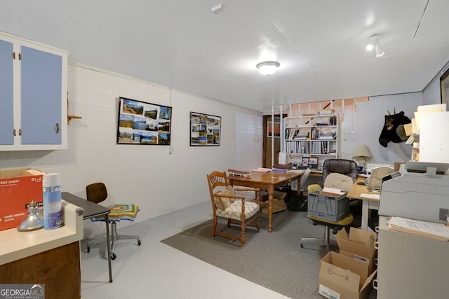 16 Lois Ln, Hayesville, NC 28904 - office area with finished concrete flooring and concrete block wall