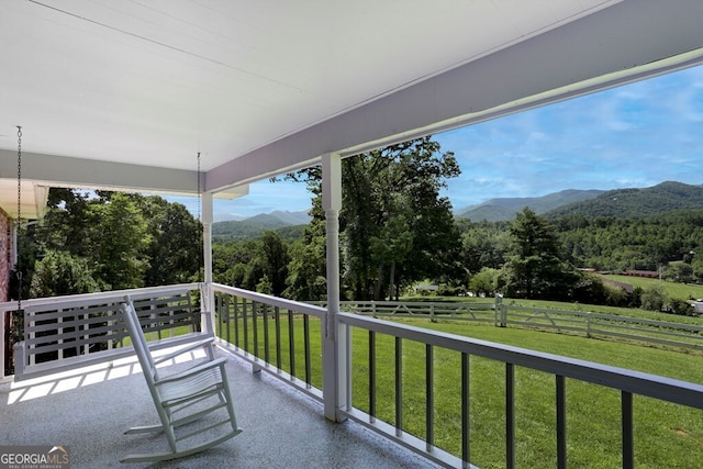16 Lois Ln, Hayesville, NC 28904 - balcony with a mountain view and a view of trees