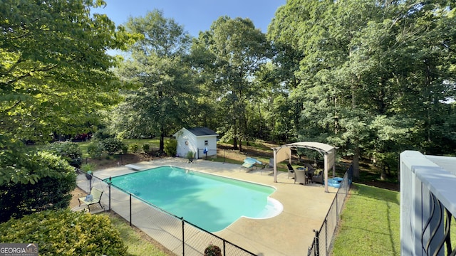 1780 Double Bridge Rd, Demorest, GA 30535 - view of pool with a patio, a shed, and view of scattered trees