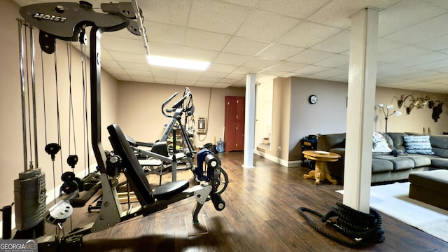 1780 Double Bridge Rd, Demorest, GA 30535 - exercise room with wood finished floors and a paneled ceiling