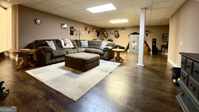1780 Double Bridge Rd, Demorest, GA 30535 - living room with dark wood-type flooring and a paneled ceiling
