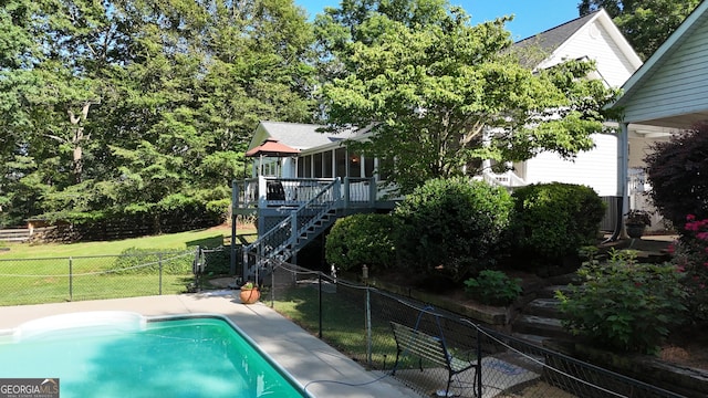1780 Double Bridge Rd, Demorest, GA 30535 - view of pool with a deck, stairway, and a fenced backyard