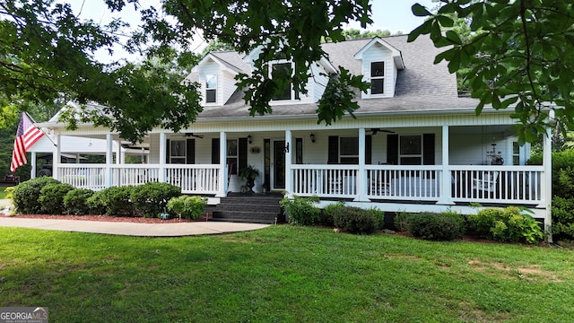 1780 Double Bridge Rd, Demorest, GA 30535 - view of front of house with ceiling fan, a porch, and a front yard