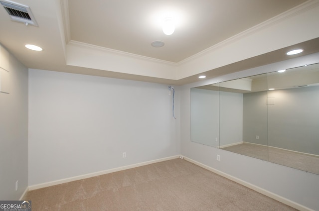 4645 Wykeshire Ct, Cumming, GA 30041 - carpeted spare room with crown molding, recessed lighting, and a tray ceiling