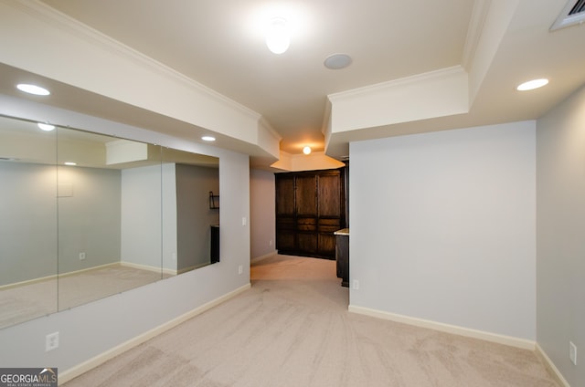 4645 Wykeshire Ct, Cumming, GA 30041 - finished basement featuring carpet floors, crown molding, and recessed lighting