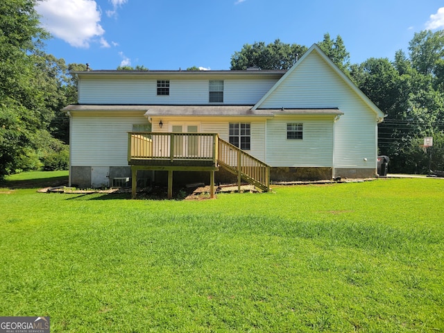 424 Ivey Edwards Ln, Mcdonough, GA 30253 - rear view of house featuring crawl space, a deck, and a yard