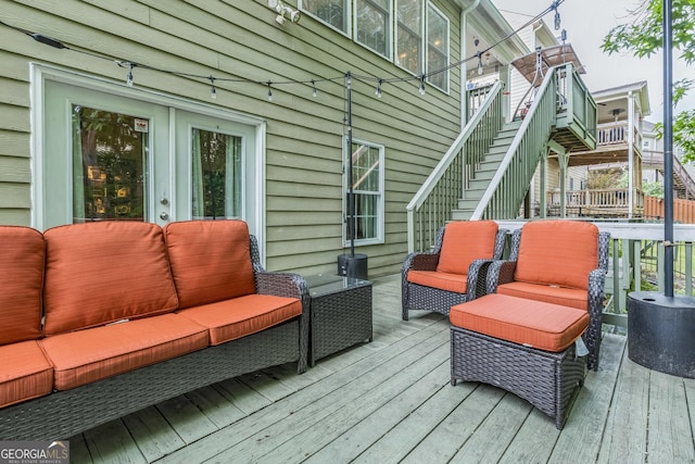 7769 Copper Kettle Way, Flowery Branch, GA 30542 - wooden deck featuring stairs and outdoor lounge area