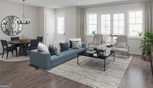 927 Willingham Dr Unit 12, Hapeville, GA 30354 - living room with a chandelier, plenty of natural light, recessed lighting, and wood finished floors