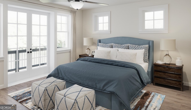 927 Willingham Dr Unit 12, Hapeville, GA 30354 - bedroom featuring wood finished floors, ceiling fan, and french doors