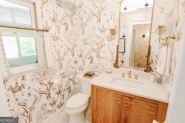 8 Crepe Myrtle, Newnan, GA 30263 - half bathroom featuring vanity and wallpapered walls