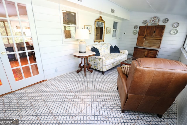 8 Crepe Myrtle, Newnan, GA 30263 - living room featuring lofted ceiling and wood walls