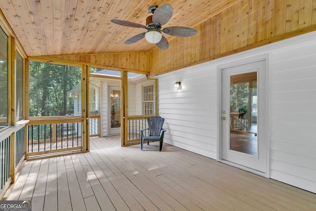 1590 Sunnybrook Farm Rd, Atlanta, GA 30350 - unfurnished sunroom with lofted ceiling and ceiling fan